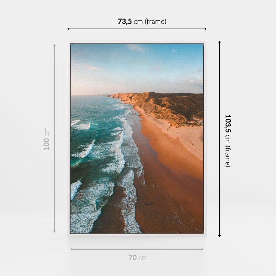 Obraz w ramie 70x100 - Z Lotu Ptaka - fotografia, plaża - rama biała