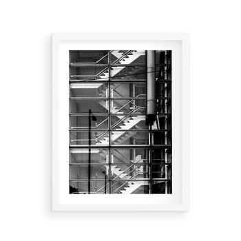Plakat w ramie 30x40 - Schody do architektonicznej przestrzeni - schody, architektura - rama biała