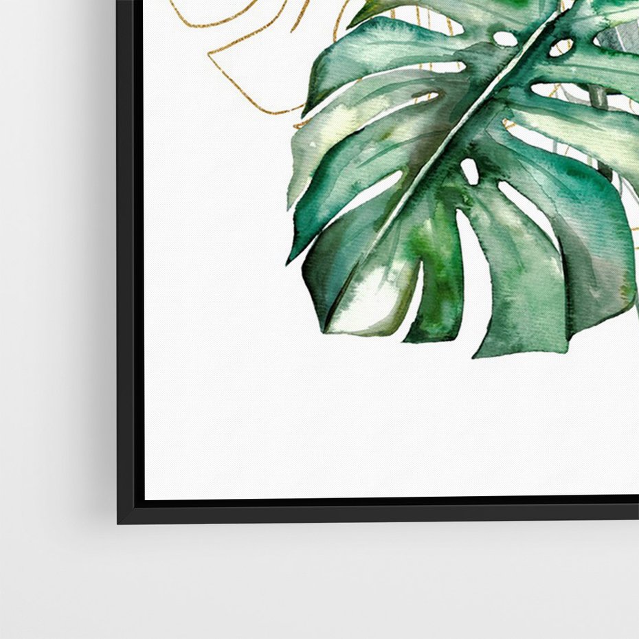 Obraz w ramie 50x70 - Luksus w Detalu - złote, liście - rama czarna