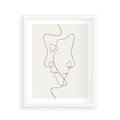 Plakat w ramie 40x50 - Jedna Linia, Dwie Twarze - minimalistyczny plakat, dwie twarze - rama biała