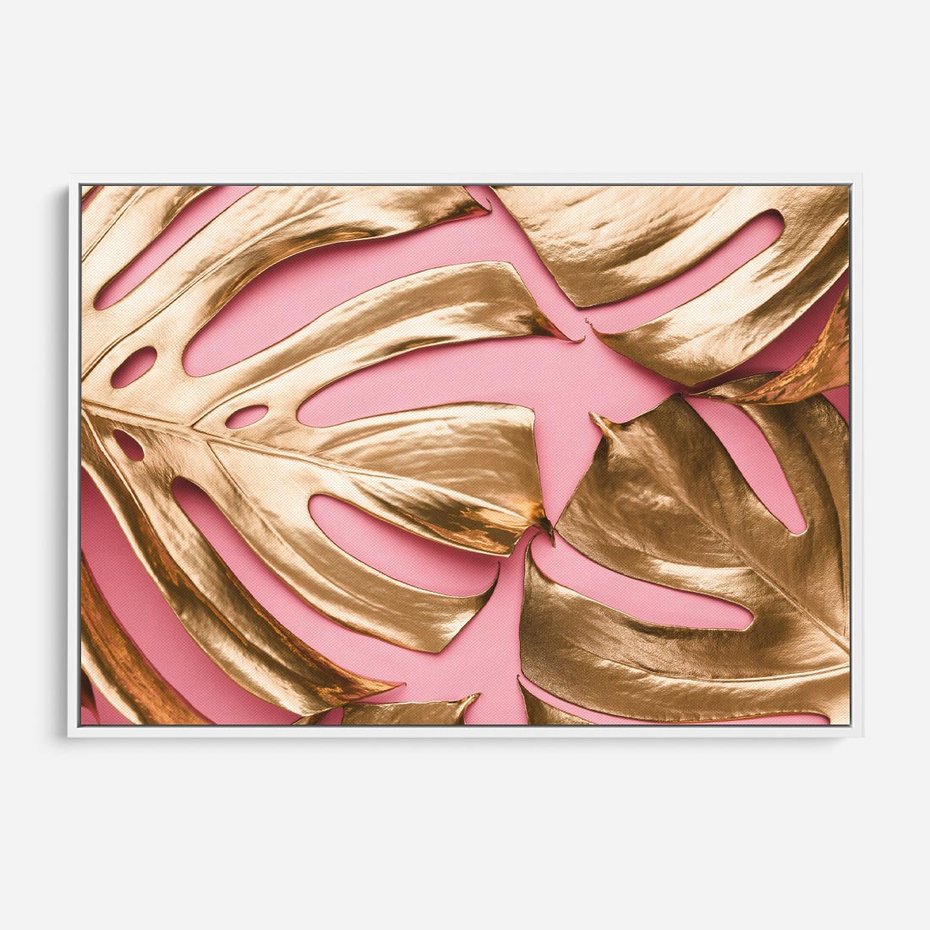 Obraz w ramie 100x70 - Przyjemność w Naturze - złote, liście - rama biała