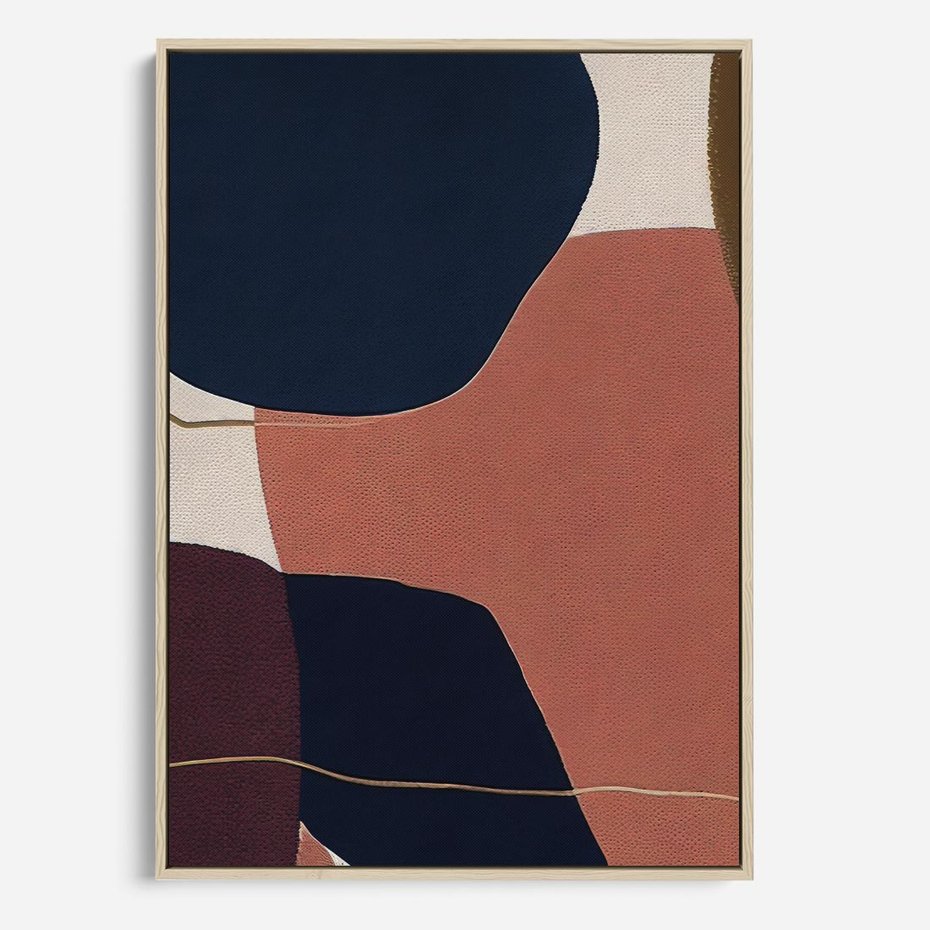 Obraz w ramie 80x120 - Abstrakt Marsala - nieregularne plamy, kształty - rama drewno