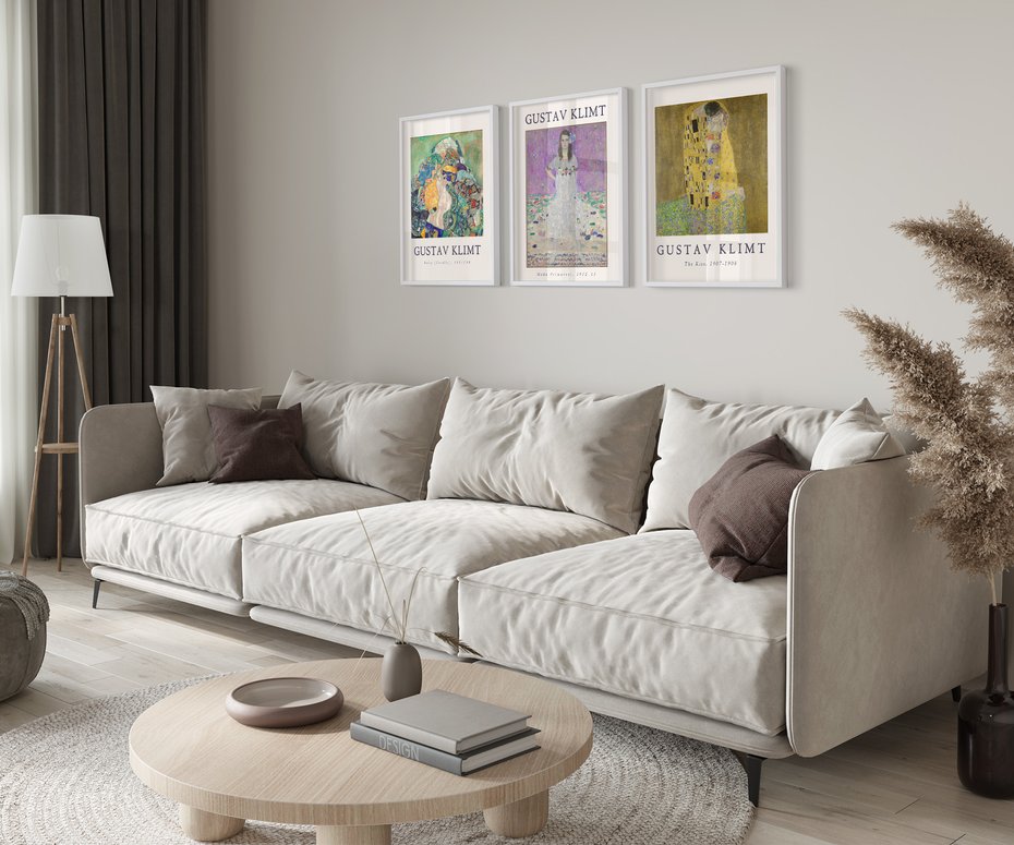 Zestaw obrazy w ramie 50x70 galeria - Gustav, Klimt, reprodukcje - rama biała