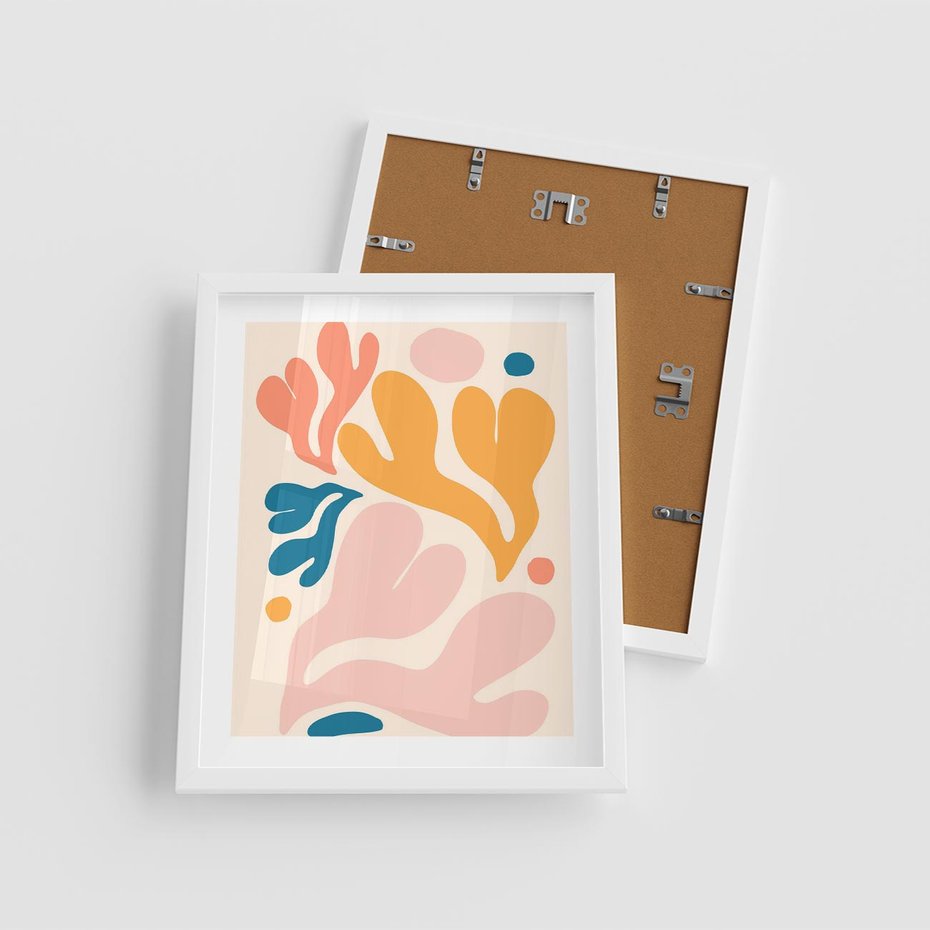 Plakat w ramie 40x50 - Granice Inspiracji - abstrakcyjne dziwne formy, nowoczesny plakat - rama biała