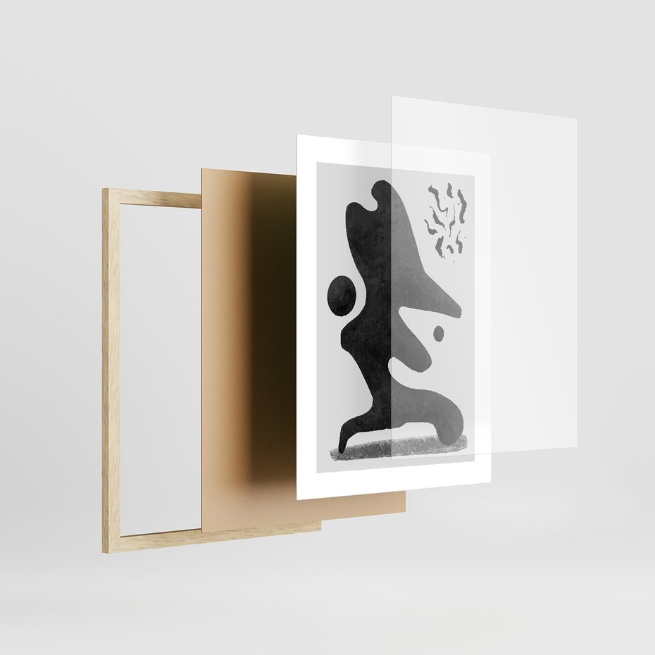 Zestaw obrazy w ramie 50x70 galeria - Nowoczesne, minimalistyczne, grafiki - rama drewno