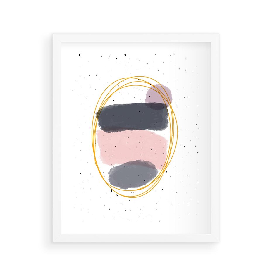 Plakat w ramie 40x50 - Migocące Odbicia - abstrakcyjna kompozycja, jak ręcznie malowana - rama biała