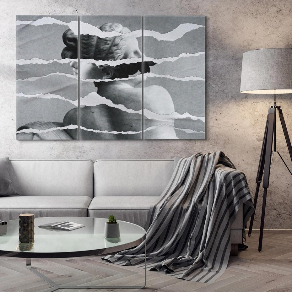 Obraz na płótnie 120x80 - Kolaż z Antyczną Rzeźbą - antyczna rzeźba, kolaż ze zdjęć