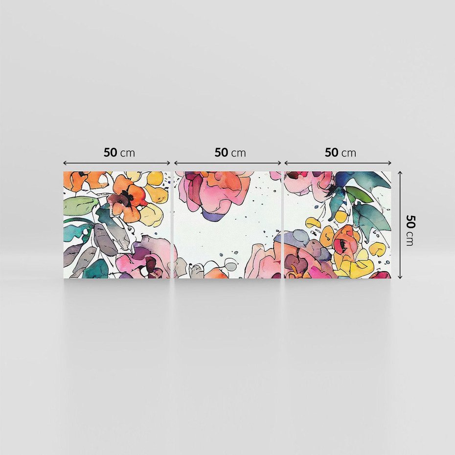 Obraz na płótnie 150x50 - Rozkwitające marzenia - akwarelowe kwiaty, kolory