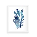 Plakat w ramie 30x40 - Akwarelowy Błękit - pastelowy, abstrakcyjny plakat - rama biała