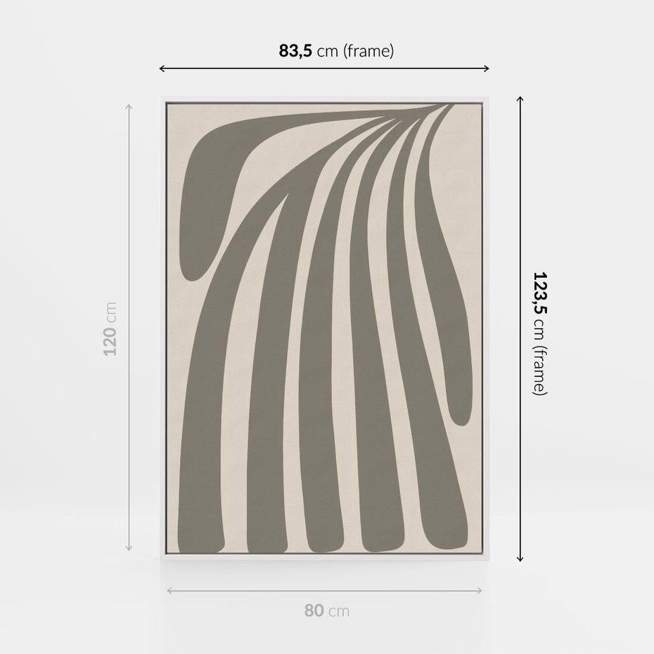 Obraz w ramie 80x120 - Beżowa Delikatność - nowoczesna sztuka, plakat modern - rama biała