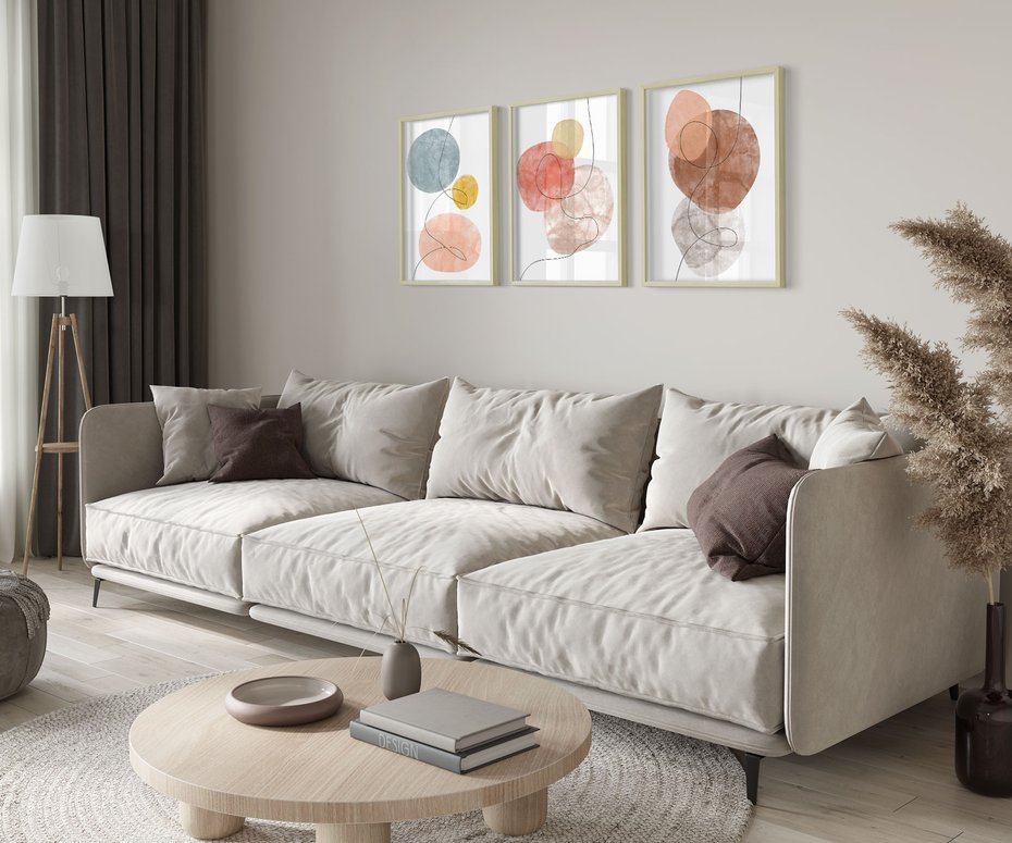 Zestaw obrazy w ramie 40x50 galeria - Abstrakcja, akwarela, plamy - rama drewno