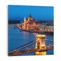 Obraz na płótnie 40x40 - Mostowe miasto nocą - miasto, most