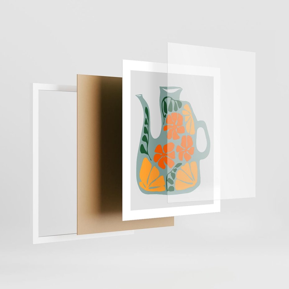 Plakat w ramie 40x50 - Kolorystyczna Ekspresja - czajnik, abstrakcja - rama biała