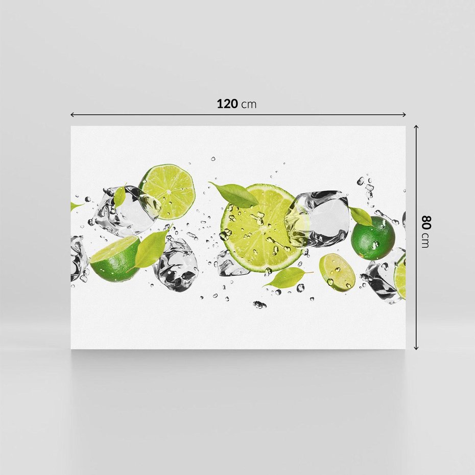 Obraz na płótnie 120x80 - Ekscentryczne limonki z wodą - limonki, woda