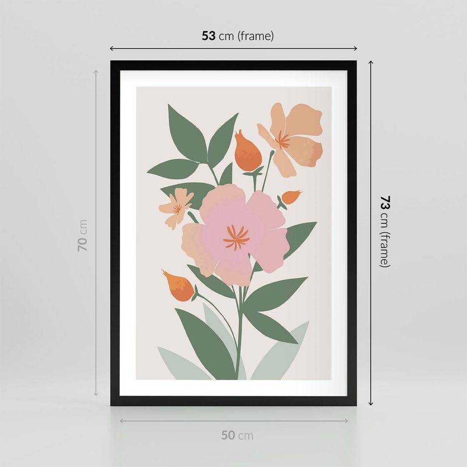 Plakat w ramie 50x70 - Kwiatowe Nastroje - kwiat, sztuka nowoczesna - rama czarna