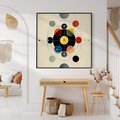 Obraz w ramie 50x50 - Bezgraniczny Taniec Światła - abstrakcyjna geometryczna kompozycja, koła linie - rama czarna