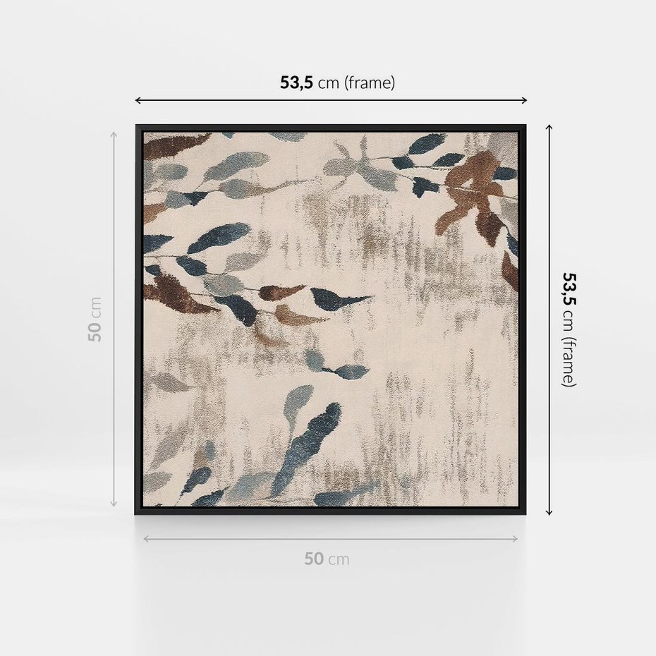 Obraz w ramie 50x50 - Refleksje liściowych barw - abstrakcyjne kształty, przypominają liście - rama czarna