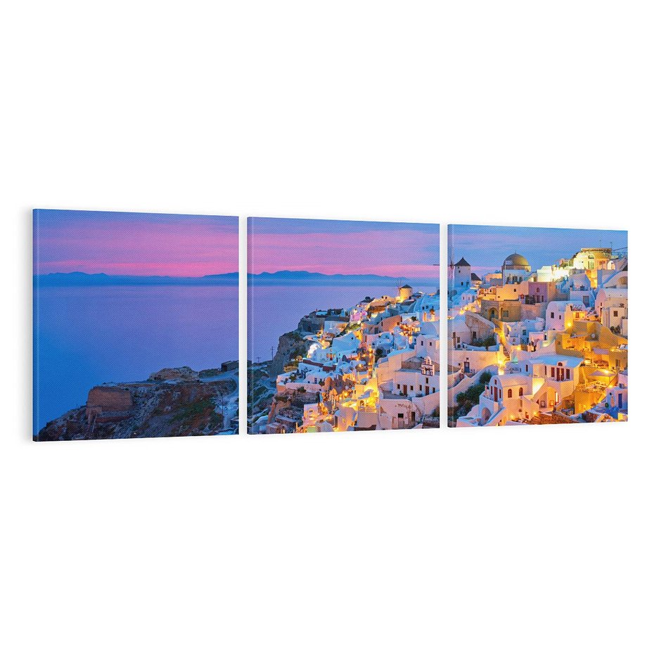 Obraz na płótnie 150x50 - Wyblakłe wspomnienia gwiazd - Santorini, wieczór