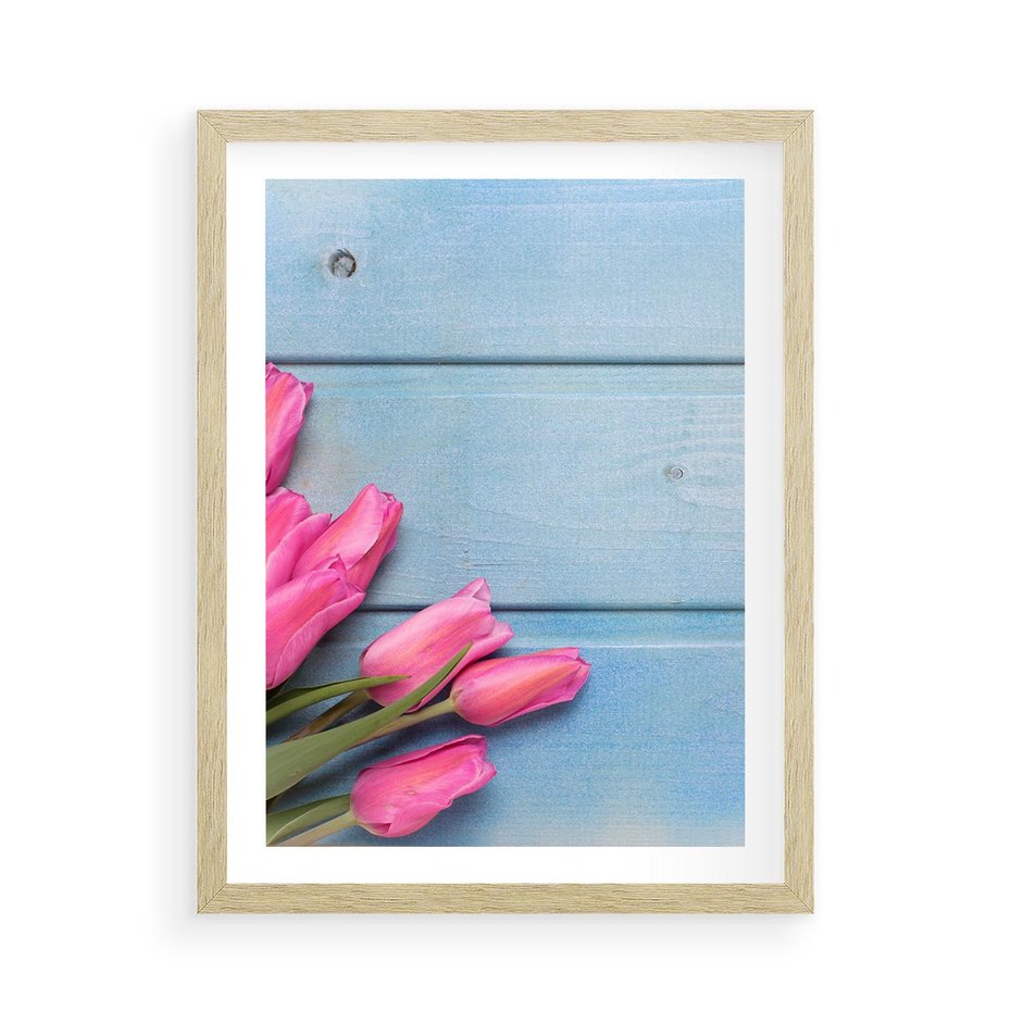 Plakat w ramie 50x70 - Piękno w pełnym rozkwicie - kwiaty, tulipany - rama drewno