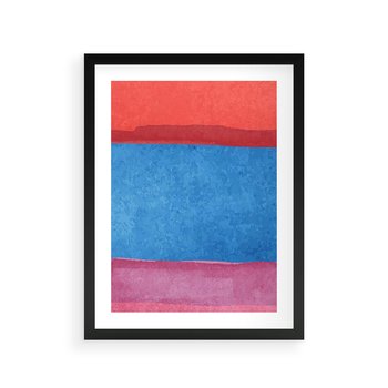 Plakat w ramie 40x50 - Migocące Formy - kolorowe akwarelowe pasy, odcienie czerwień - rama czarna