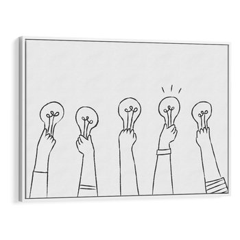 Obraz w ramie 70x50 - Idea w Rękach - szkic, grafika - rama biała