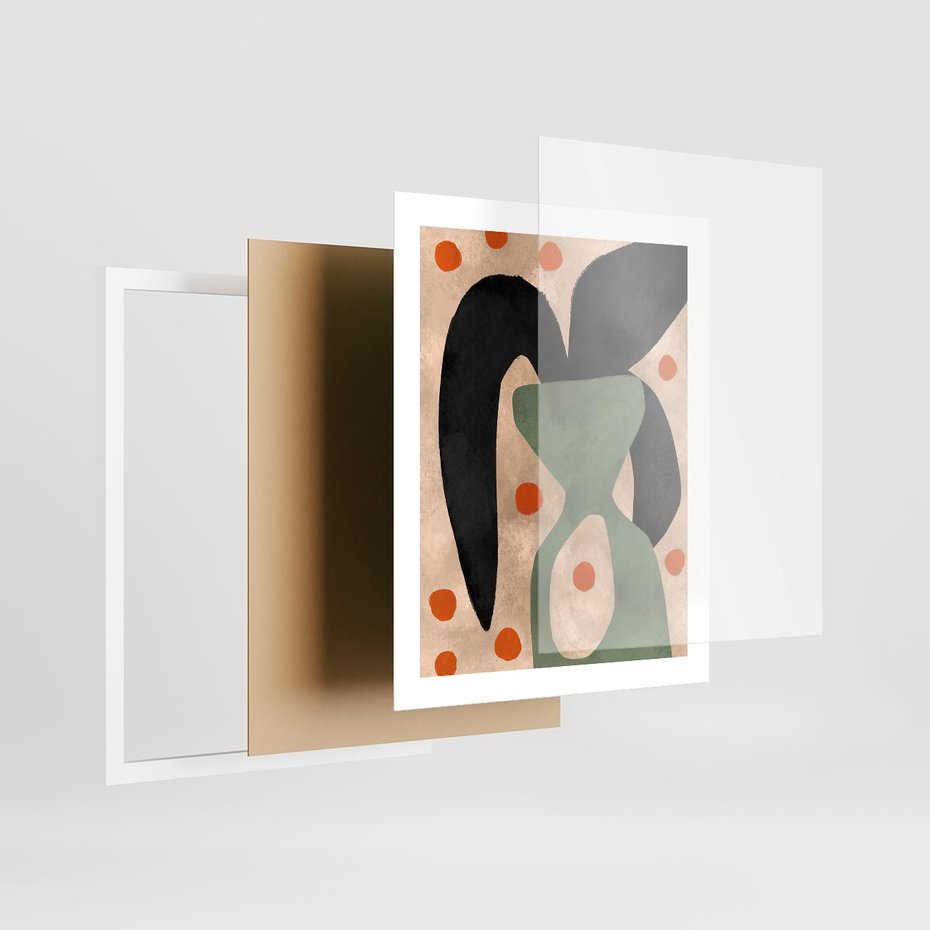 Plakat w ramie 40x50 - Impresje Boho - abstrakcyjny obraz, plakat - rama biała