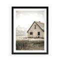 Plakat w ramie 50x70 - Ciepła Atmosfera - dom, stary dom w górach - rama czarna