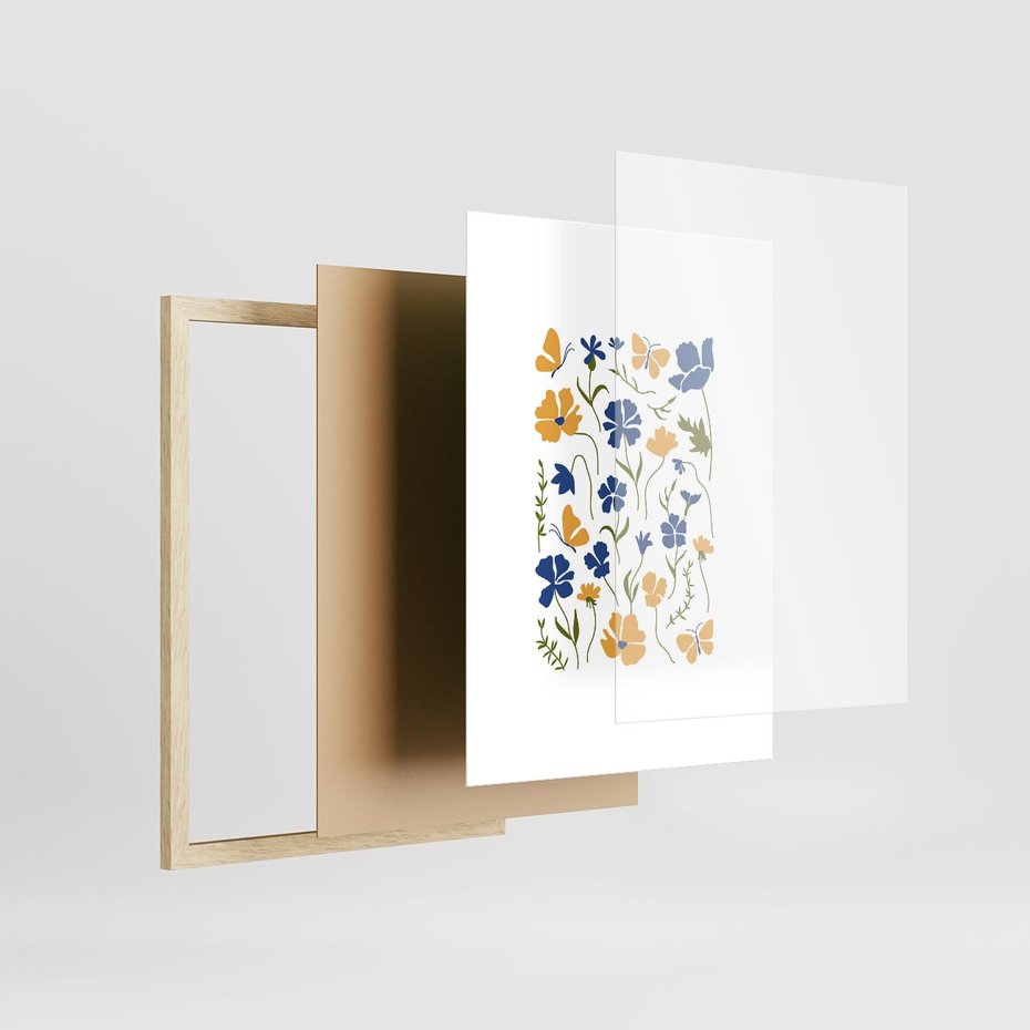 Plakat w ramie 30x40 - Odgłosy Wizji - kwiaty, sztuka nowoczesna - rama drewno