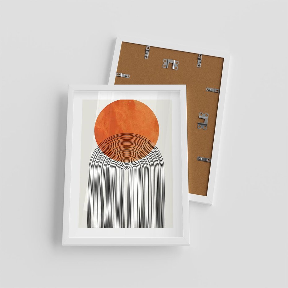 Plakat w ramie 30x40 - Abstrakcyjne Pulsacje - koło, boho styl - rama biała