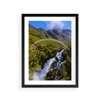 Plakat w ramie 50x70 - Tęczowe góry - harmonia kolorów - tęcza, góry - rama czarna