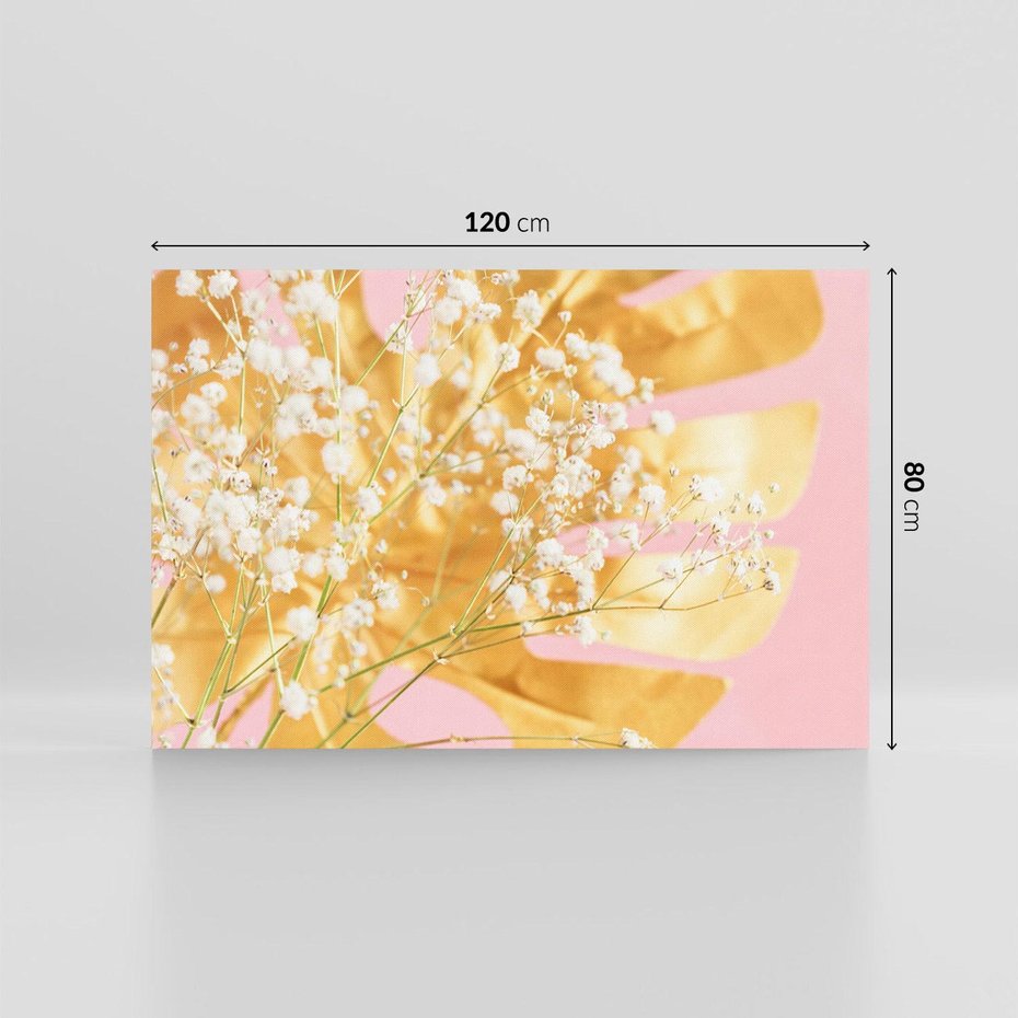 Obraz na płótnie 120x80 - : Elegancja w Złocie - złote, liście