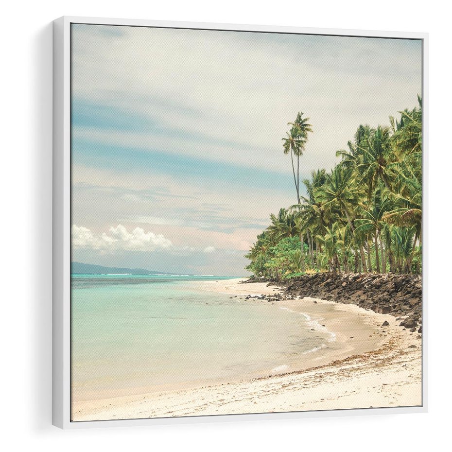 Obraz w ramie 50x50 - Uczta Egzotycznych Marzeń - fotografia, rajska plaża - rama biała