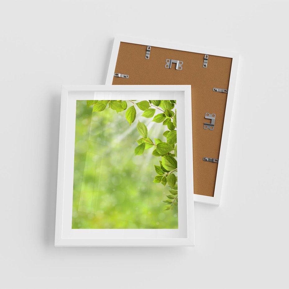 Plakat w ramie 40x50 - Zielone liście natury - liści, zieleń - rama biała
