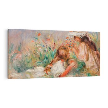 Obraz na płótnie 120x60 - Girls in the Grass Arranging a Bouquet, Pierre-Auguste Renoir - Reprodukcja - reprodukcja, obraz na płótnie