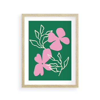 Plakat w ramie 40x50 - Wewnętrzne Fale - abstrakcyjny plakat, boho styl - rama drewno