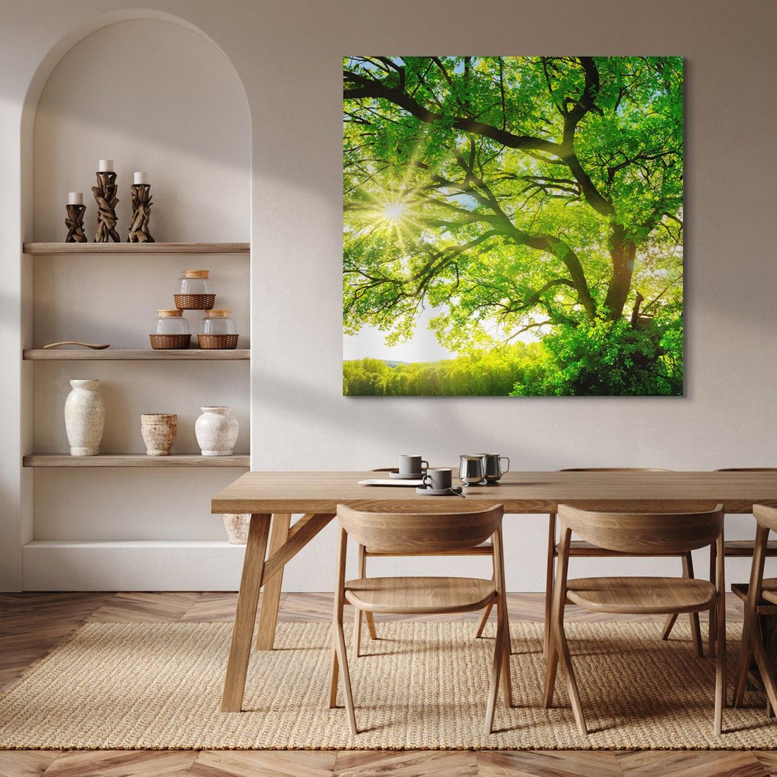 Obraz na płótnie 70x70 - Natura w pełnym rozkwicie - drzewo, niebo