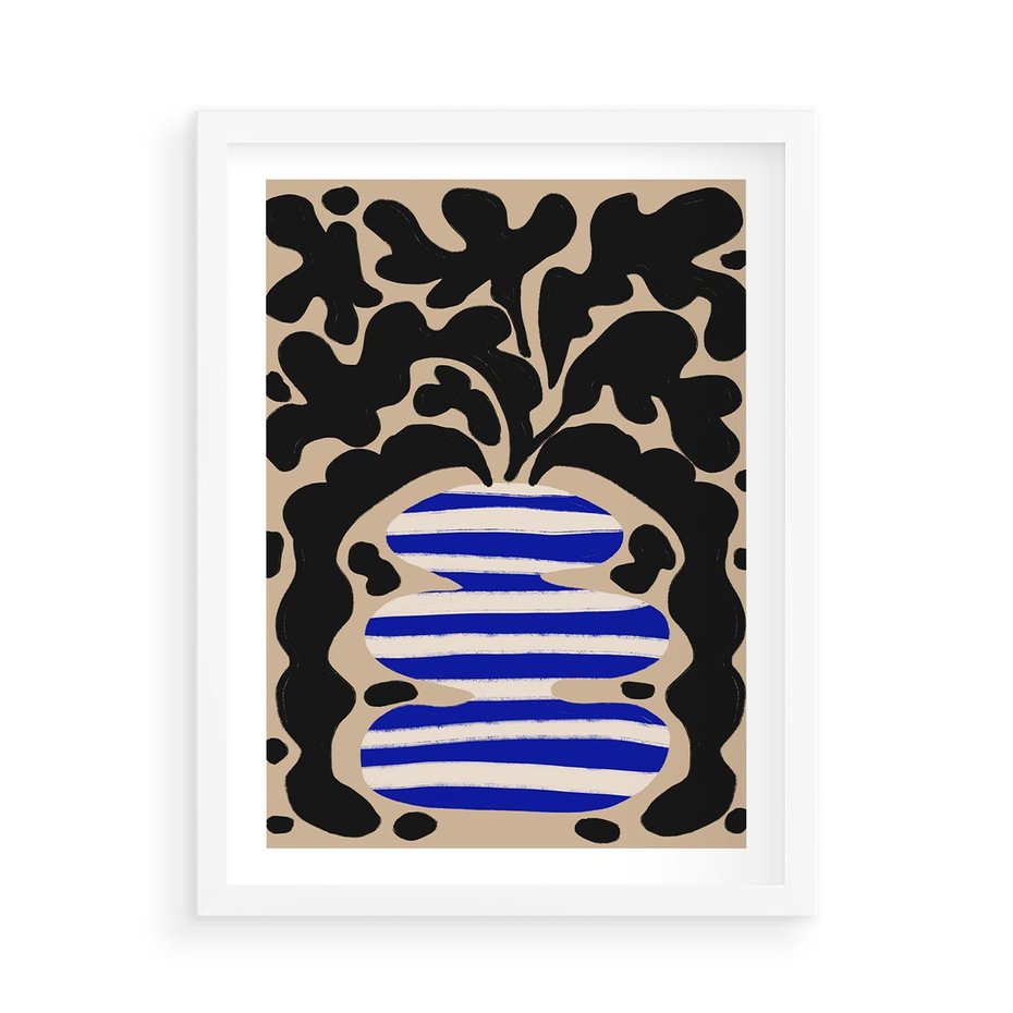 Plakat w ramie 50x70 - Boho Wizje - abstrakcyjny plakat, ciekawe formy - rama biała