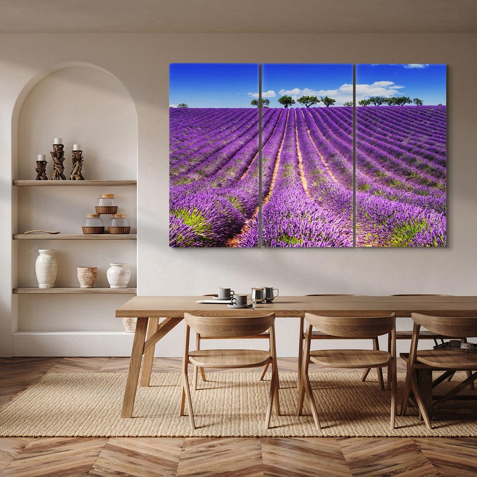 Obraz na płótnie 120x80 - pola wonnych kwiatów - lawenda, kwiaty
