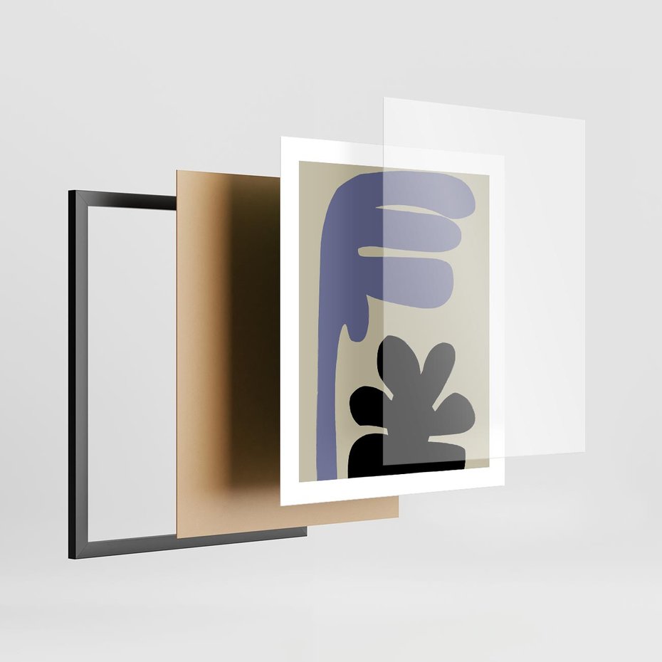 Plakat w ramie 40x50 - Abstrakcyjne Interakcje Form - minimalizm, boho plakat - rama czarna