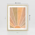 Plakat w ramie 40x50 - Grafika Boho w Odcieniach Pomarańczu - boho słońce, grafika - rama drewno