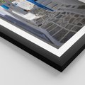 Plakat w ramie 50x70 - Uroki Santorini: Perspektywiczna Uliczka - uliczka, perspektywa - rama czarna