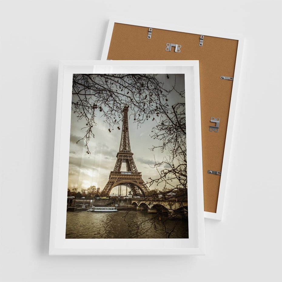 Plakat w ramie 50x70 - Uroczystość w Paryżu - Paryż, wieża - rama biała