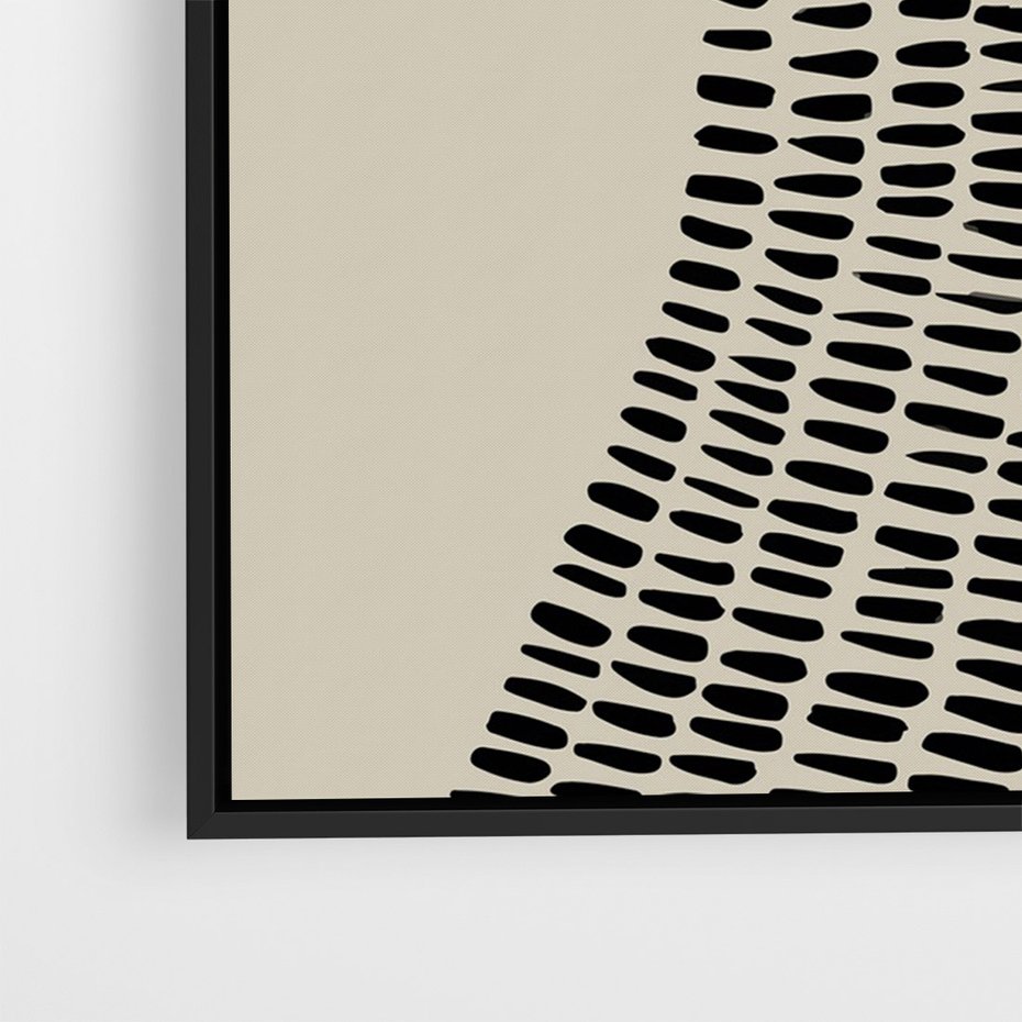 Obraz w ramie 50x70 - Migotliwa Innowacyjna Ekspresja - boho plakat, czarne kropki kreski - rama czarna