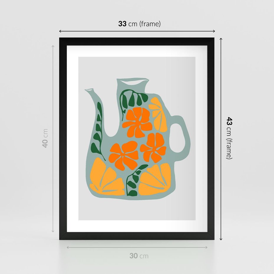 Plakat w ramie 30x40 - Kolorystyczna Ekspresja - czajnik, abstrakcja - rama czarna