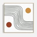 Obraz w ramie 50x50 - Kontury Harmonii - nieregularne linie, koła - rama drewno