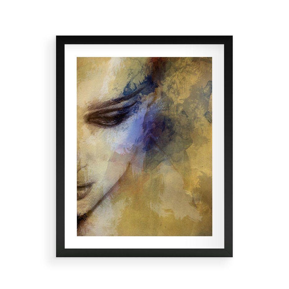 Plakat w ramie 40x50 - Graficzna ekspresja kobiecego portretu - portret, grafika - rama czarna