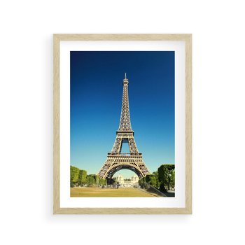 Plakat w ramie 30x40 - Ikoniczny symbol miasta - wieża, Eiffla - rama drewno