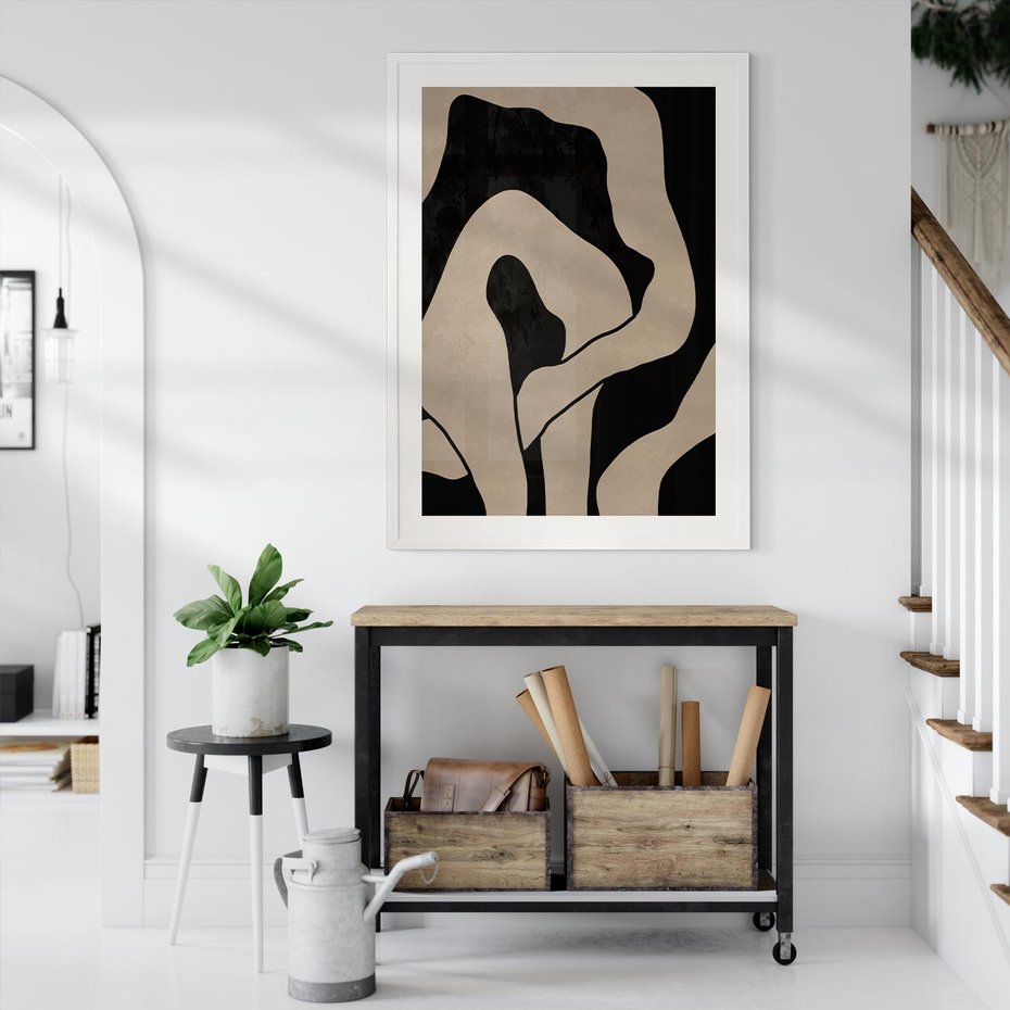 Plakat bez ramy 50x70 - Nocne Pochłonięcia - abstrakcyjne linie, mroczny plakat