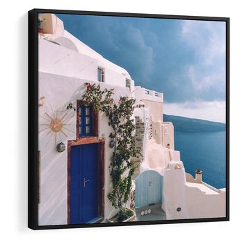 Obraz w ramie 50x50 - Urok Greckiej Wyspy - Santorini, Grecja - rama czarna