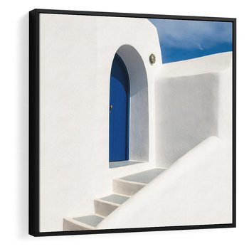 Obraz w ramie 50x50 - Powitanie Wyspy - Santorini, drzwi - rama czarna